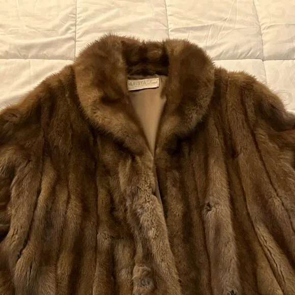 Vintage Lunamarine Real Mink Fur 3/4 Length Coat, Brown, Arista Furs - Picture 7 of 10